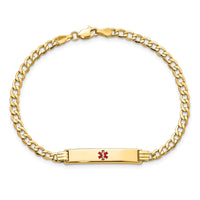 Thumbnail for 14K Semi-solid Medical Polished Red Enamel Cuban ID Bracelet