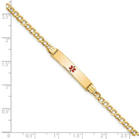 Thumbnail for 14K Semi-solid Medical Polished Red Enamel Cuban ID Bracelet
