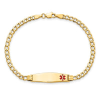 Thumbnail for 14K Medical Semi-Solid Soft Diamond Shape Red Enamel ID Cuban ID Bracelet
