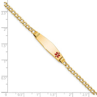 Thumbnail for 14K Medical Semi-Solid Soft Diamond Shape Red Enamel ID Cuban ID Bracelet