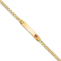 Thumbnail for 14K Semi-Solid Medical Red Enamel Cuban Link ID Bracelet