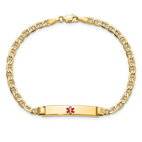 Thumbnail for 14K Semi-solid Medical Polished Red Enamel Anchor ID Bracelet