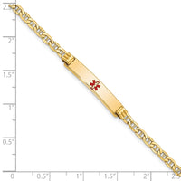 Thumbnail for 14K Semi-solid Medical Polished Red Enamel Anchor ID Bracelet