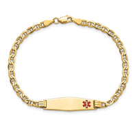 Thumbnail for 14K Medical Semi-solid Soft Diamond Shape Red Enamel Anchor ID Bracelet