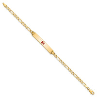 Thumbnail for 14K Medical Red Enamel Flat Figaro Link ID Bracelet