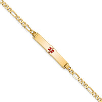 Thumbnail for 14K Medical Red Enamel Flat Figaro Link ID Bracelet