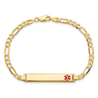 Thumbnail for 14K Medical Red Enamel Flat Figaro Link ID Bracelet