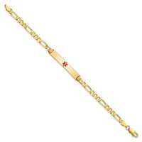 Thumbnail for 14K Medical Red Enamel Flat Figaro Link ID Bracelet