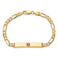 Thumbnail for 14K Medical Red Enamel Flat Figaro Link ID Bracelet