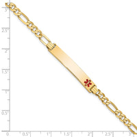 Thumbnail for 14K Medical Red Enamel Flat Figaro Link ID Bracelet