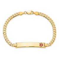 Thumbnail for 14K Medical Red Enamel Flat Curb Link ID Bracelet