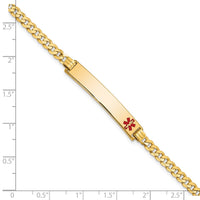 Thumbnail for 14K Medical Red Enamel Flat Curb Link ID Bracelet