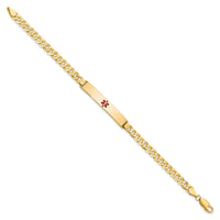 Thumbnail for 14K Medical Red Enamel Flat Curb Link ID Bracelet