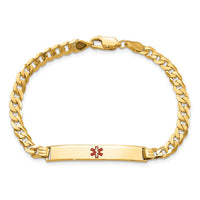 Thumbnail for 14K Medical Red Enamel Flat Curb Link ID Bracelet