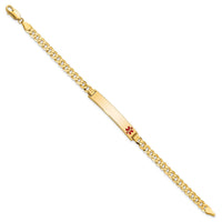 Thumbnail for 14K Medical Red Enamel Flat Curb Link ID Bracelet
