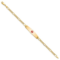 Thumbnail for 14K Semi-solid Medical Soft Diamond Shape Red Enamel Figaro ID Bracelet