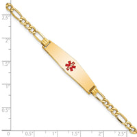 Thumbnail for 14K Semi-solid Medical Soft Diamond Shape Red Enamel Figaro ID Bracelet