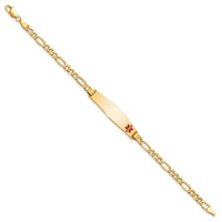 Thumbnail for 14K Semi-solid Medical Soft Diamond Shape Red Enamel Figaro ID Bracelet