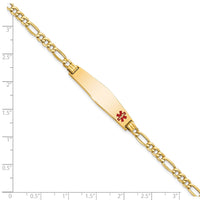 Thumbnail for 14K Semi-solid Medical Soft Diamond Shape Red Enamel Figaro ID Bracelet