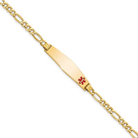 Thumbnail for 14K Semi-solid Medical Soft Diamond Shape Red Enamel Figaro ID Bracelet
