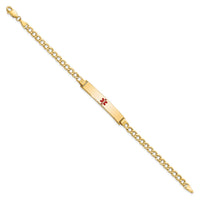 Thumbnail for 14K Semi-Solid Medical Polished Red Enamel Curb ID Bracelet