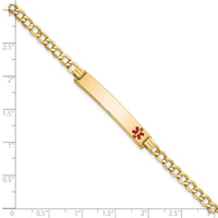 Thumbnail for 14K Semi-solid Medical Red Enamel Curb Link ID Bracelet
