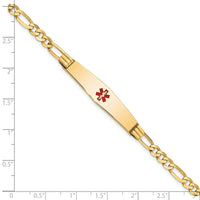 Thumbnail for 14K Medical Soft Diamond Shape Red Enamel Figaro ID Bracelet