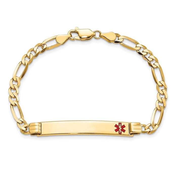 14K Medical Red Enamel Figaro ID Bracelet