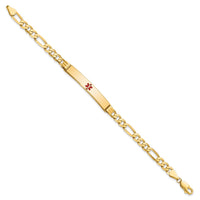 Thumbnail for 14K Medical Red Enamel Flat Figaro Link ID Bracelet
