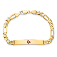 Thumbnail for 14K Medical Red Enamel Flat Figaro Link ID Bracelet