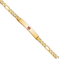 Thumbnail for 14K Medical Red Enamel Flat Figaro Link ID Bracelet