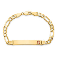 Thumbnail for 14K Medical Red Enamel Flat Figaro Link ID Bracelet