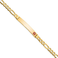 Thumbnail for 14K Medical Red Enamel Flat Figaro Link ID Bracelet