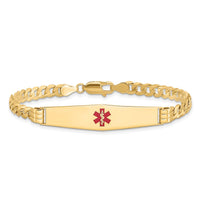 Thumbnail for 14K Medical Soft Diamond Shape Red Enamel Curb Link ID Bracelet