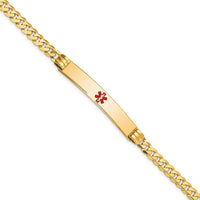 Thumbnail for 14K Medical Red Enamel Curb Link ID Bracelet