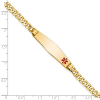 Thumbnail for 14K Medical Soft Diamond Shape Red Enamel Curb Link ID Bracelet