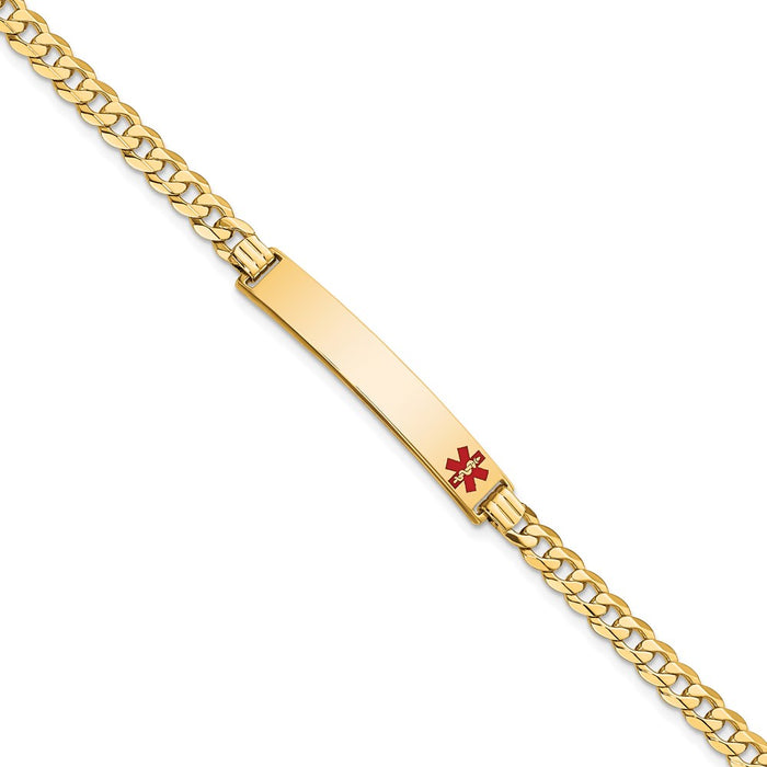 14K Medical Red Enamel Curb Link ID Bracelet