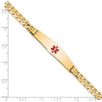 Thumbnail for 14K Medical Soft Diamond Shape Red Enamel Curb Link ID Bracelet