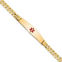 Thumbnail for 14K Medical Soft Diamond Shape Red Enamel Curb Link ID Bracelet