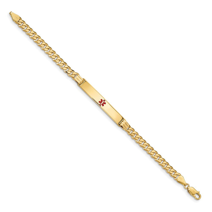 14K Medical Red Enamel Curb Link ID Bracelet