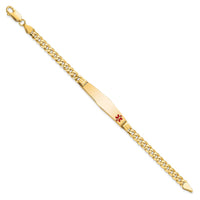 Thumbnail for 14K Medical Soft Diamond Shape Red Enamel Curb Link ID Bracelet