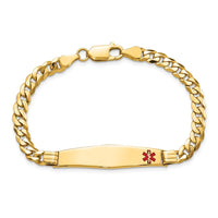 Thumbnail for 14K Medical Soft Diamond Shape Red Enamel Curb Link ID Bracelet