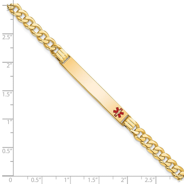 14K Medical Red Enamel Curb Link ID Bracelet