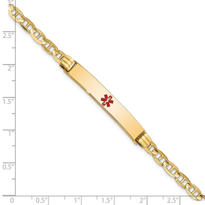 14K Medical Red Enamel Anchor Link ID Bracelet