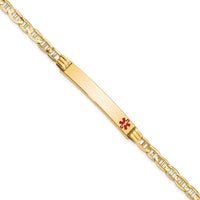 Thumbnail for 14K Medical Red Enamel Anchor Link ID Bracelet