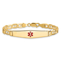 Thumbnail for 14K Medical Soft Diamond Shape Red Enamel Anchor ID Bracelet