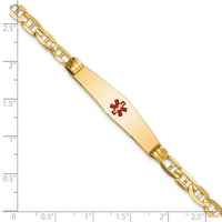 Thumbnail for 14K Medical Soft Diamond Shape Red Enamel Anchor ID Bracelet