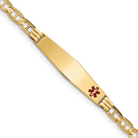 Thumbnail for 14K Medical Soft Diamond Shape Red Enamel Anchor ID Bracelet