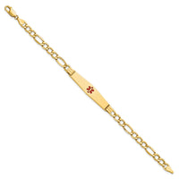 Thumbnail for 14K Semi-Solid Medical Soft Diamond Shape Red Enamel Figaro ID Bracelet
