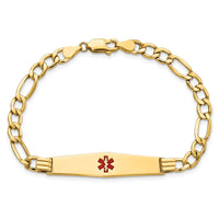 Thumbnail for 14K Semi-Solid Medical Soft Diamond Shape Red Enamel Figaro ID Bracelet